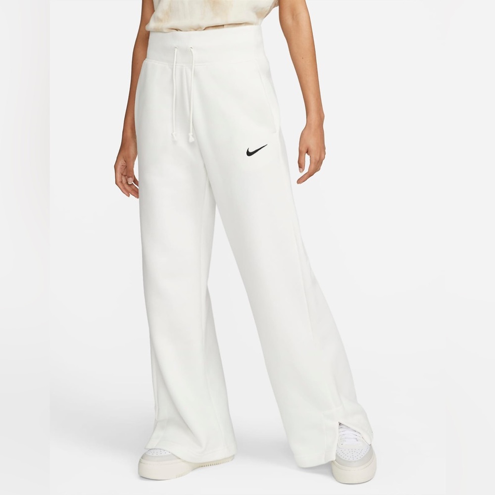 Nike Phoenix high waisted wide leg sweatpants white